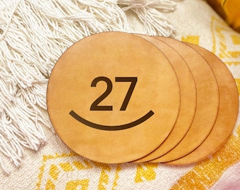 Leather Coasters Personalized - Cattle Brand Gifts Coaster Set - Western Decor - Housewarming Gift - Personalized Gifts - Set of Coasters