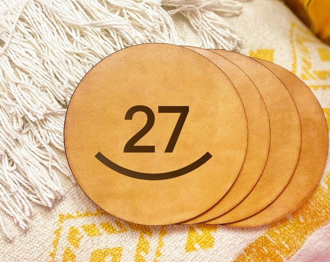 Leather Coasters Personalized - Cattle Brand Gifts Coaster Set - Western Decor - Housewarming Gift - Personalized Gifts - Set of Coasters