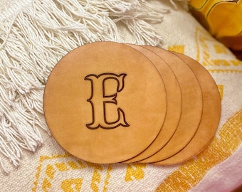 Leather Coasters Personalized - Coaster Set - Western Decor - Housewarming Gift - Personalized Gifts - Wedding Gift - Set of Coasters