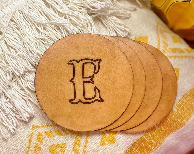 Leather Coasters Personalized - Coaster Set - Western Decor - Housewarming Gift - Personalized Gifts - Wedding Gift - Set of Coasters