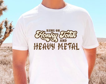 Honky Tonk Graphic Tee - Heavy Metal Graphic Tee - Vintage Graphic Tee -  Western Graphic Tee - Honky Tonk Shirt - Graphic Tees for Men