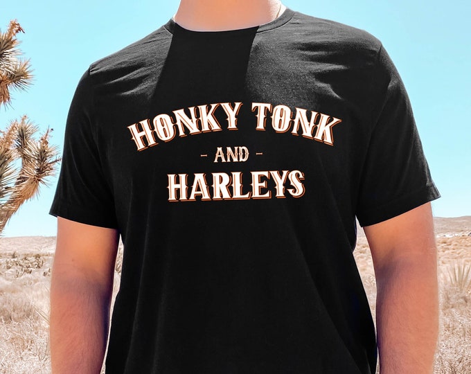 Honky Tonk Shirt - Harley Shirt - Vintage Graphic Tee -  Motorcycle Graphic Tee - Honky Tonk Shirt - Graphic Tees for Men