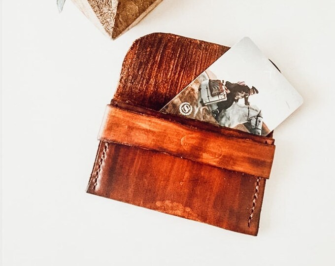 Handcrafted Leather Card Wallet - Leather Slim Wallet - Leather Card Holder - Minimalist Wallet  Men - Mens Brown Leather Wallet