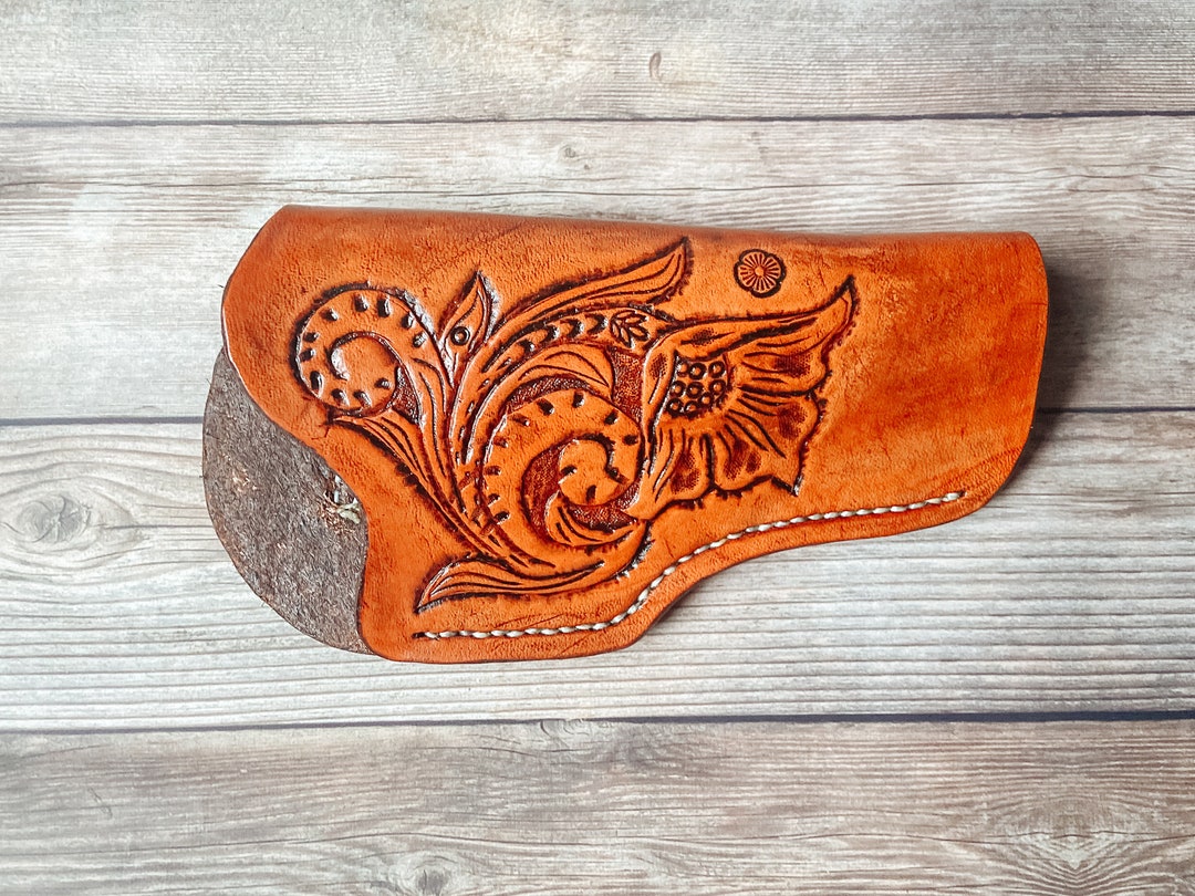 Hand Tooled Leather Holster Western Leather Holster Open Carry Leather