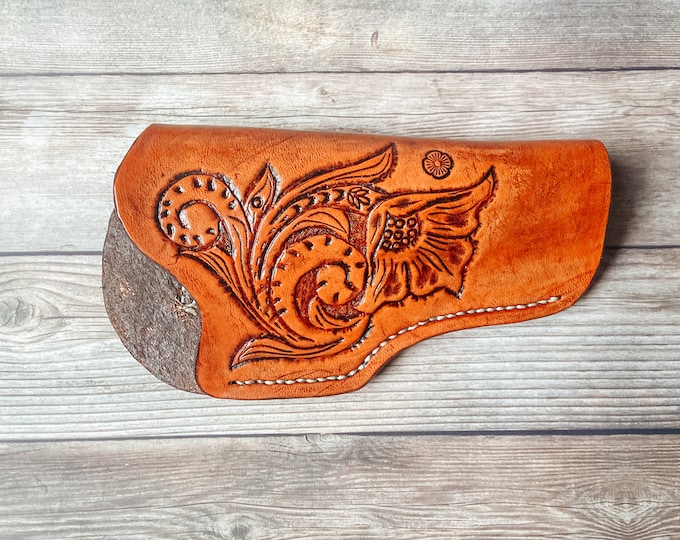 Hand Tooled Leather Holster  - Western Leather Holster - Open Carry Leather Holster - Custom Leather Holster - Father's Day Gifts for Dad