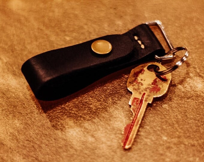 Leather Key Fob - Minimalist Leather Key Chain - Simple Leather Key Ring - Leather Keychain - Gift for Him - Christmas Gift for Dad