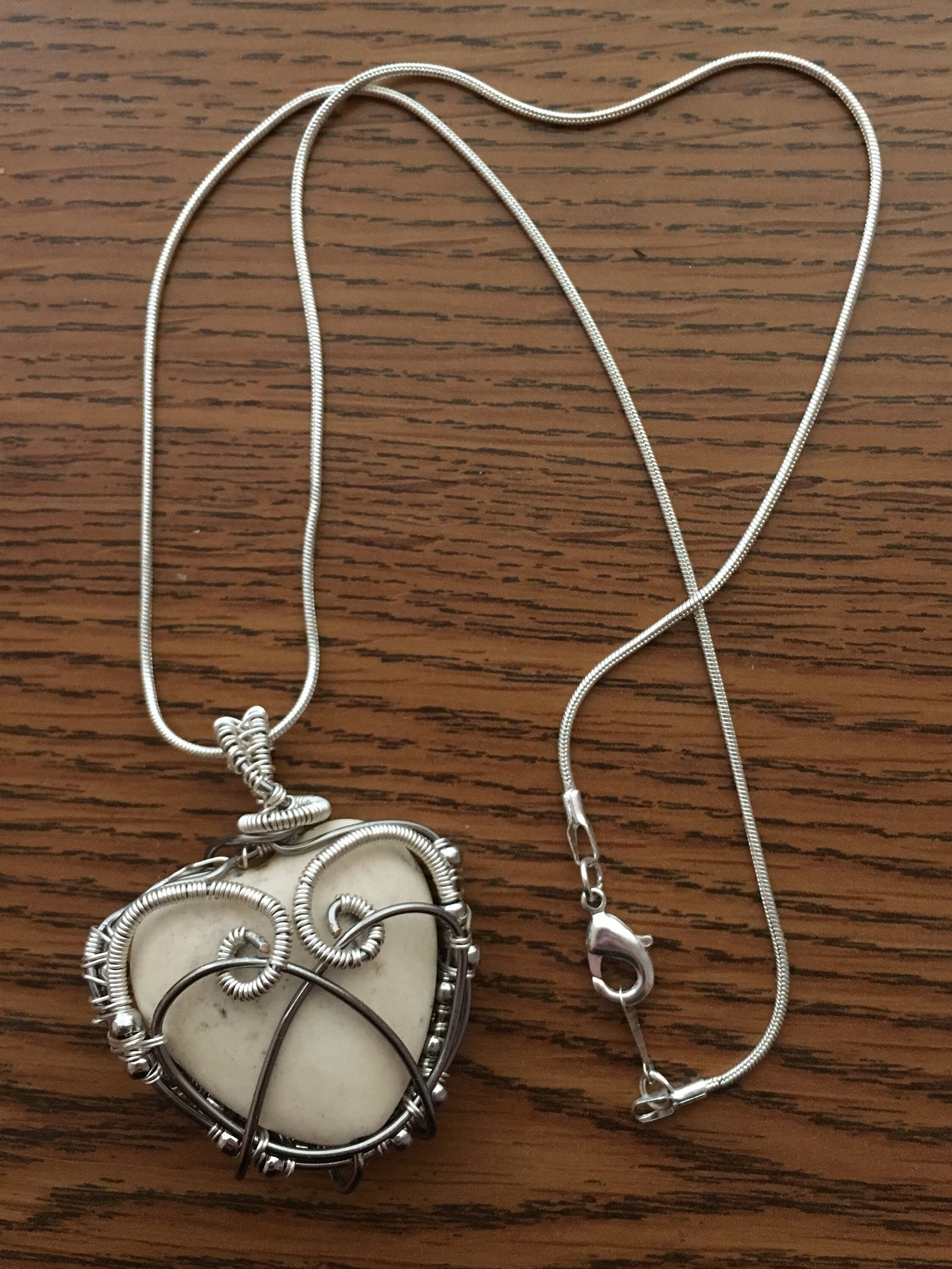 Heart Shaped Wire Wrapped Stone Silver on 18 inch silver Etsy