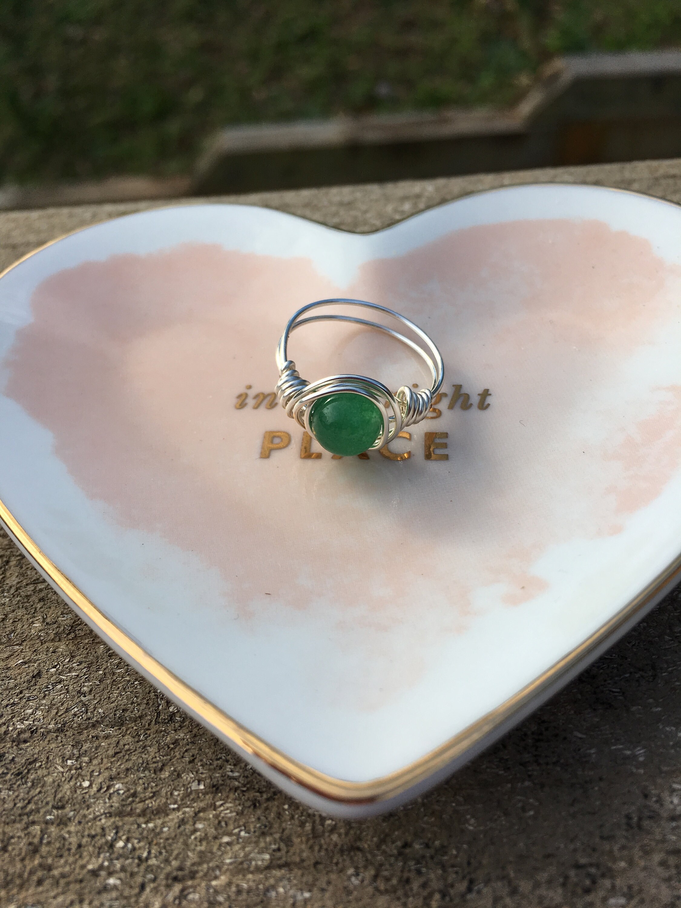Green Agate Wire Wrapped Rings for Her - Green and Silver Rings - Sim…