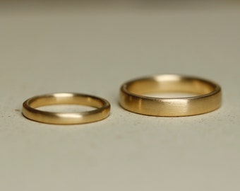 Wedding rings 750 yellow gold, plain & simple, goldsmiths, wedding rings, gold rings, recycled, matt, 585 gold, matted narrow, without stones