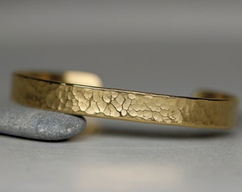 Bracelet 750, or 585, martelé, fait main, large, martelé, cerceau en or, or véritable, mat, passe-partout, orfèvre, noble, bijoux pour hommes