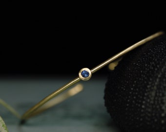 Bracelet 585 gold, sapphire, matt, handmade, bracelet yellow gold 14k, recycled gold, minimalist, thin, delicate bracelet, real gold