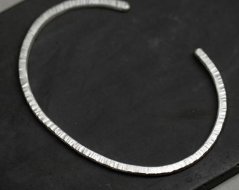 Fine silver 999, forged bangle, men's bangle, silver, structure, square, angular, handmade recycled, unique, hammered, solid, matt