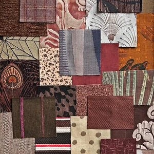 30 x Various Small Brown Gold Taupe Remnant Fabric Pieces Mini Panels Junk Journal Scrapbook Craft Collage Slow Stitching Card Embellishment