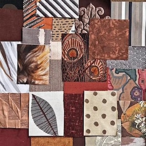 30 x Various Small Brown Gold Taupe Remnant Fabric Pieces Mini Panels Junk Journal Scrapbook Craft Collage Slow Stitching Card Embellishment