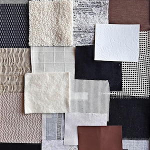 25 x Various Textured Fabric Pieces Mini Panels Boucle Mesh Waffle Junk Journal Scrapbook Crafts Collage Dolls House Card Embellishment