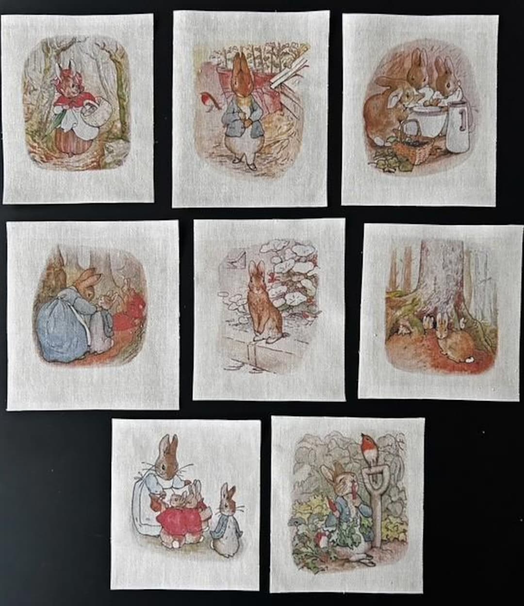 Set of 8 Handmade Vintage Beatrix Potter Peter Rabbit Printed Fabric ...