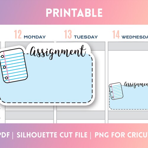 Printable Assignment Homework Student Planner Stickers With | Etsy