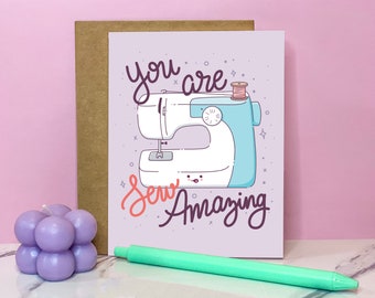 Sew Amazing Card with Sewing Machine, Congratulations Card, Just Because | GC.72