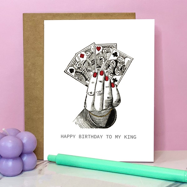Poker Birthday Card for Him, Husband, Boyfriend - Happy Birthday to My King - Blank Inside | GC.22