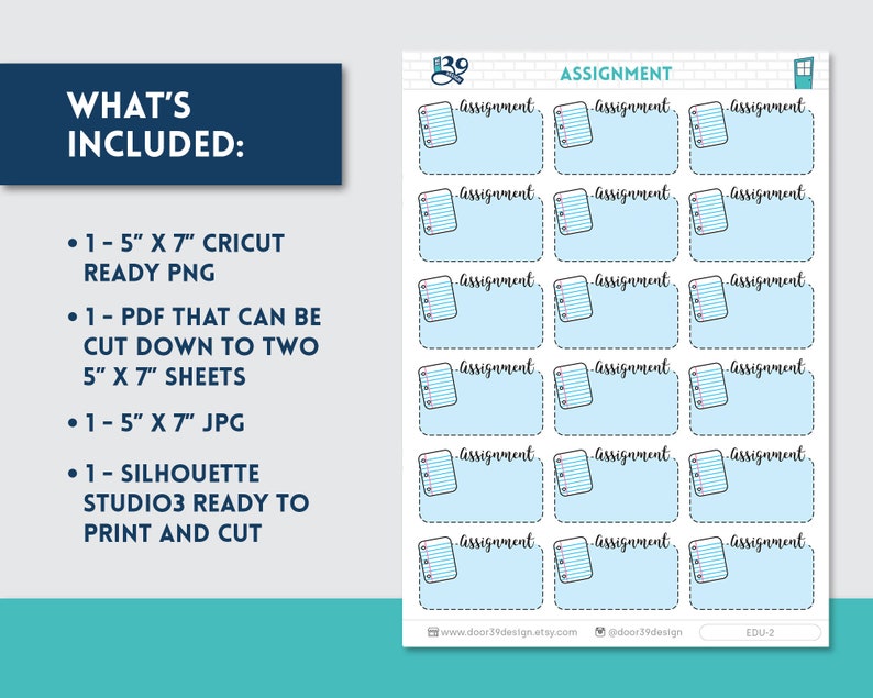 Printable Assignment Homework Student Planner Stickers with | Etsy