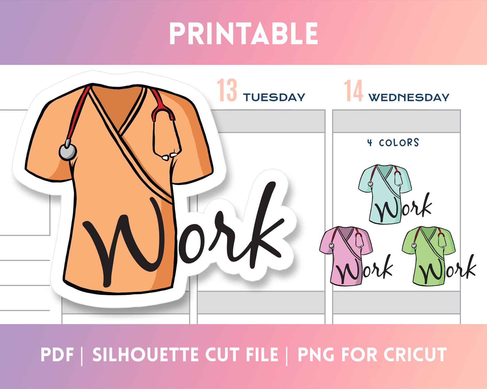 Printable Nurse Work Schedule Planner Stickers With Print and - Etsy
