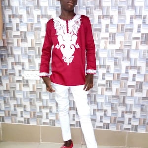 Red African Embroidery Set, African Outfit, African Clothing for Men, African  Attire for boys, African Wedding Outfit for Boys