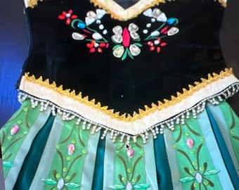 Handmade Adult  Anna  Green Coronation Dress with Rhinestones