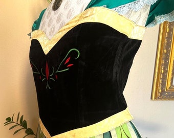Custom Princess Anna Green Embroidered  Coronation Dress  Gown