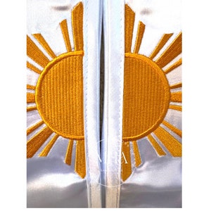 Philippines Sash  Embroidered Graduation Stole with  Logo and GOLD trim - SUN EMBROIDERED 72" long
