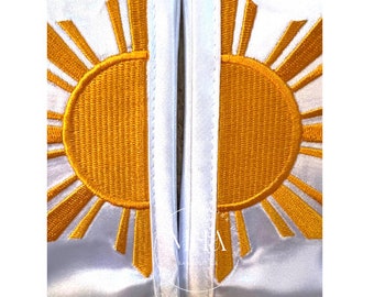 Philippines Sash  Embroidered Graduation Stole with  Logo and GOLD trim - SUN EMBROIDERED 72" long