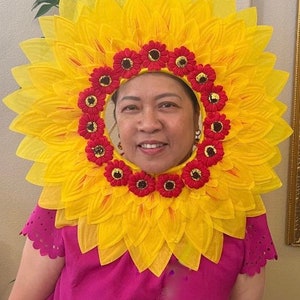 New Design Adult Yellow  Headpiece Sunflower with Red Mini Flowers