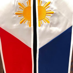 High Quality Philippine Graduation Stole Embroidered White  Trim 72&quot;
