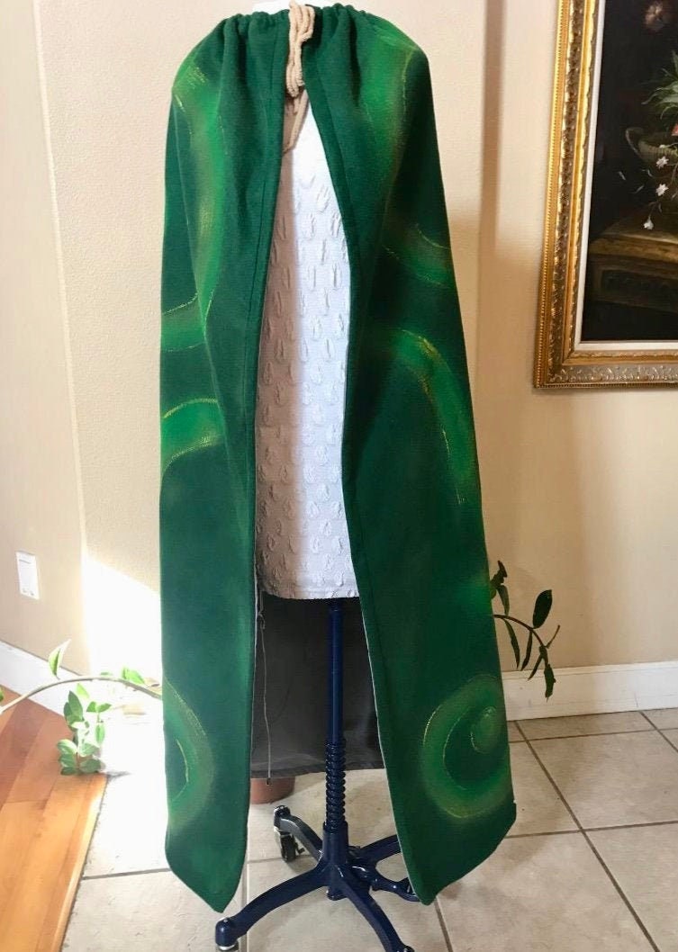 EvergreenDesignsUS Hand Painted Frozen Pabbie Bulda Hidden Folks Fixer Upper Rocks Troll Green Cape Only Costume