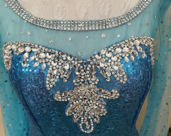 Custom Frozen Queen Elsa  Teens Adult Costume with sequins