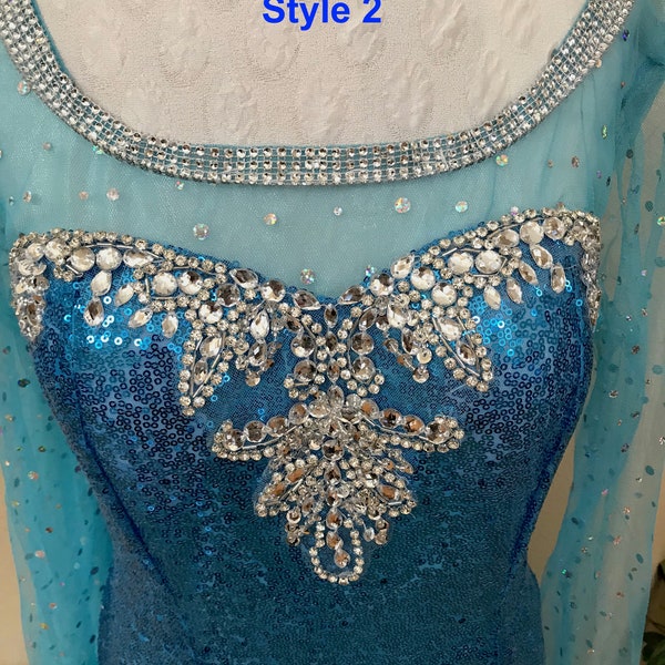 Custom Frozen Queen Elsa  Teens Adult Costume with sequins