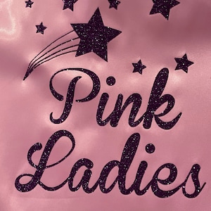 Kids Girls  50&#39;s Pink Jacket Purple Pink or Black Glittered Font Ages 2-7 yrs old