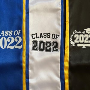 Stola per laurea in raso unisex blu nero bianco 72"