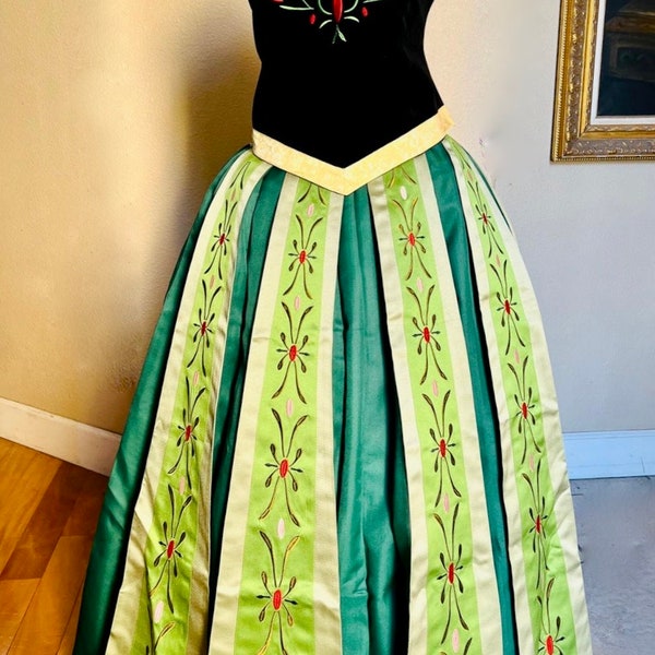 Custom Made 2 Sets Adult  Anna Costume Blue and Green Anna Coronation Dress (Petticoat Not Included)