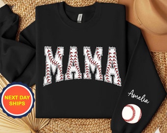 Personalized Baseball Mama Sweatshirt or Hoodie, Baseball Hoodie For Mama, Sport Mama Sweatshirt, Game Day with Kids names Baseball Mom Gift