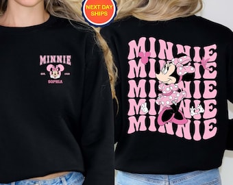 Personnalisation, Sweatshirt ou sweat à capuche Minnie Mouse, sweat à capuche Disney Minnie Trip, sweat-shirt Minnie Disney, sweat-shirt ou t-shirt femme Disney