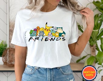 Camiseta de Pikachu y sus amigos, diseños de camisetas de Pokémon, camiseta infantil de personajes de anime y dibujos animados, camiseta de personajes de videojuegos populares, regalo para niños.