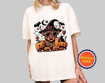 Comfort Colors® Cows Halloween Shirt, Halloween Ghost Cows Shirt, Spooky Cows Halloween Shirt, Cow Lovers Gift, Highland Cute Cow Halloween