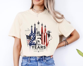 250 Years Anniversary Comfort Colors® Shirt, Patriotic Jet Fighter Shirt, 4th of July Celebration Shirt, USA Flag Shirt, We The People Shirt