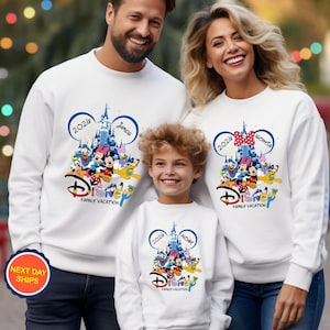 Personalized Disney Family Vacation 2026 Sweatshirt, Custom Family Vacation Hoodie, Disneyland Trip Sweater, Walt Disney World Sweatshirt White
