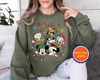 Disney Friends Sweatshirt or Hoodie, Walt Disneyworld Character Hoodie, Christmas Mickey And Friends Sweatshirt, Christmas Tree Sweatshirt
