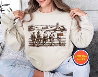 Four Cowboy Sweatshirt or Hoodie, Cowboy Roping Sweatshirt, American Western Sweatshirt, Rodeo Gift Sweatshirt, Western Country Sweatshirt