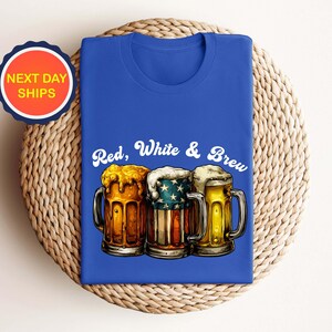Red White and Brew Shirt, Fourth Of July Beer Shirt, Trendy Beer Lovers Shirt, Independence Day Shirt, Patriotic Shirt, 4th of July Shirt