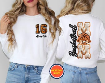 Personalization Basketball Mom Sweatshirt or Hoodie, Customized Basketball Mom Sweatshirt, Game Day Sweatshirt, Custom Basketball Mom Gift