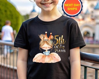 Personalization Birthday Princess 5th Shirt, Family Birthday Shirt, 5th Princess Shirt, Kids Birthday Party Shirt, Trendy Birthday Party Tee