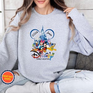 Personalized Disney Family Vacation 2026 Sweatshirt, Custom Family Vacation Hoodie, Disneyland Trip Sweater, Walt Disney World Sweatshirt Sport Grey